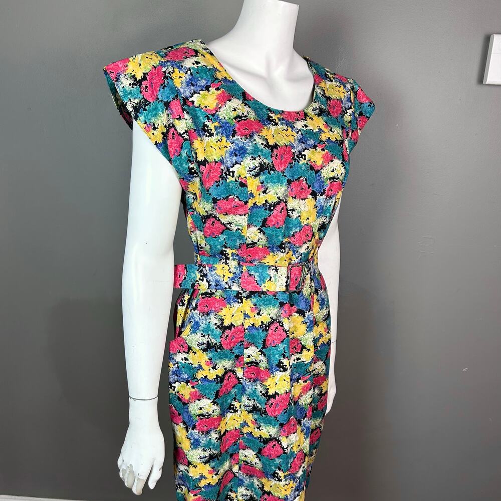 Vintage French Dress Medium Paris bow open back wiggle open back Manuelbe Tribal